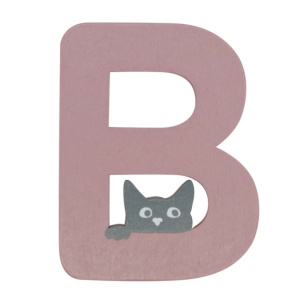 Houten Kattenletter “B” Roze