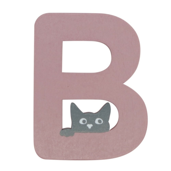 Houten Kattenletter "B" Roze