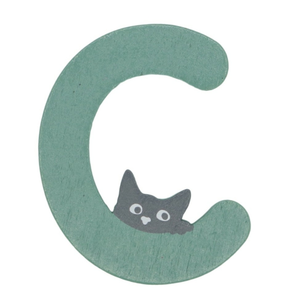 Houten Kattenletter "C" Groen