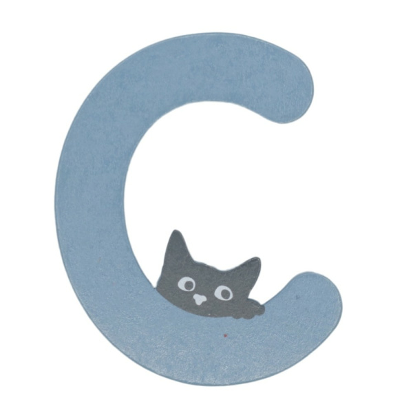 Houten Kattenletter "C" Blauw