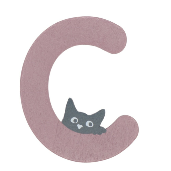 Houten Kattenletter "C" Roze