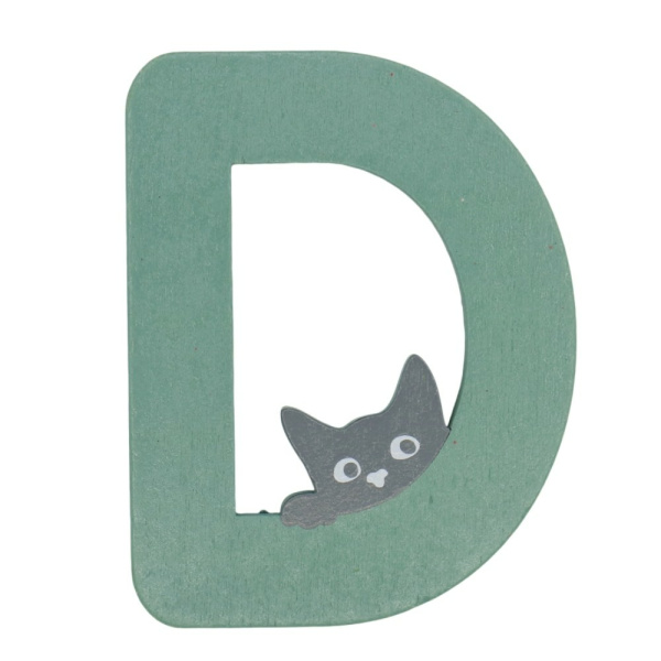 Houten Kattenletter "D" Groen