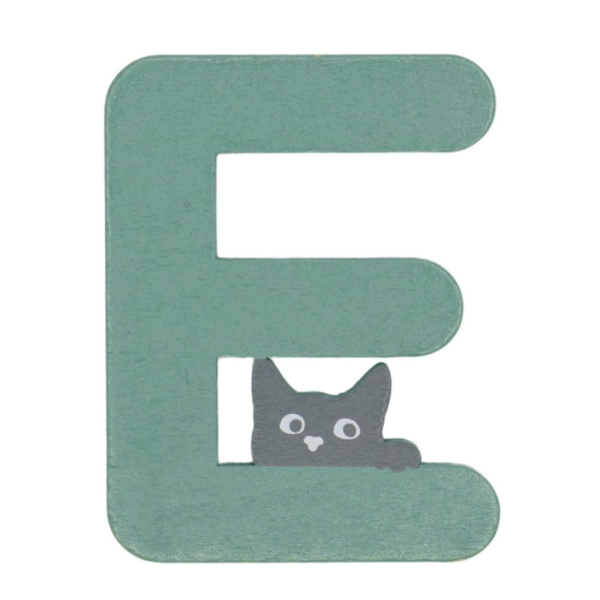 Houten Kattenletter "E" Groen