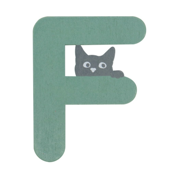 Houten Kattenletter "F" Groen
