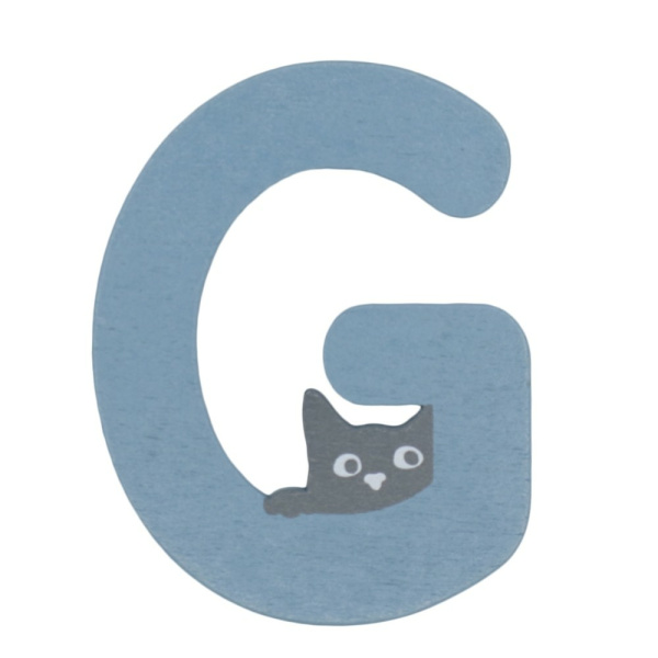 Houten Kattenletter "G" Blauw