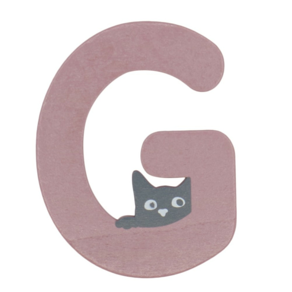 Houten Kattenletter "G" Roze