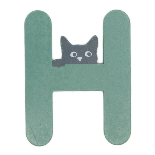 Houten Kattenletter "H" Groen