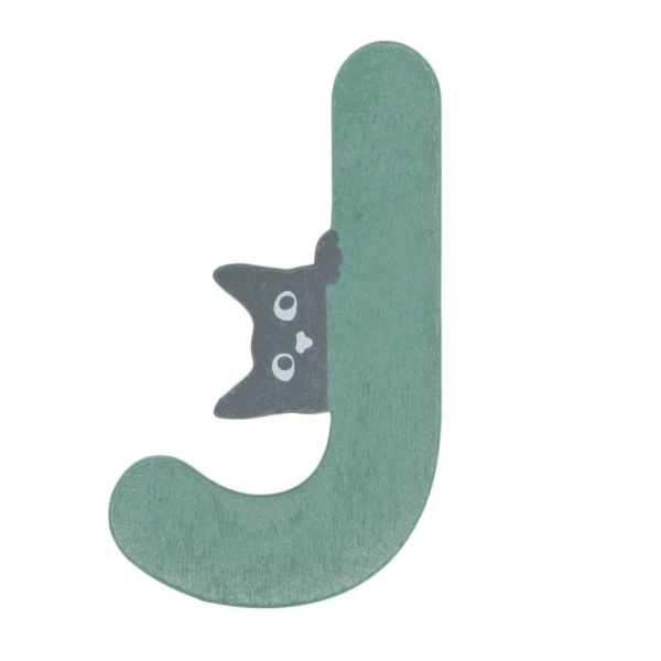 Houten Kattenletter "J" Groen