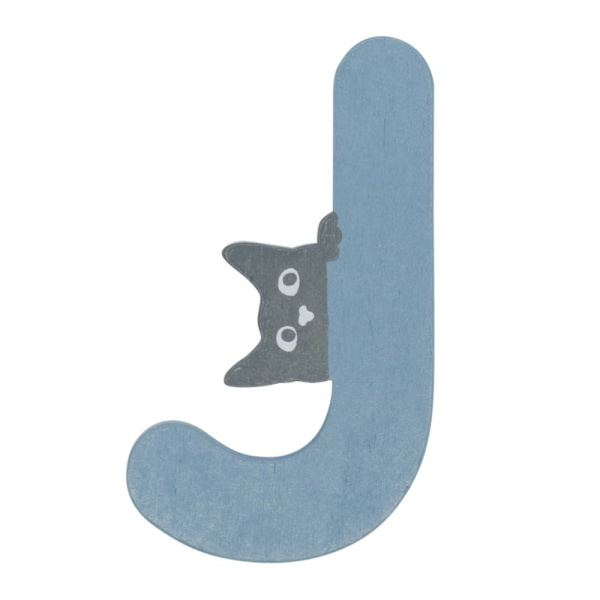 Houten Kattenletter "J" Blauw