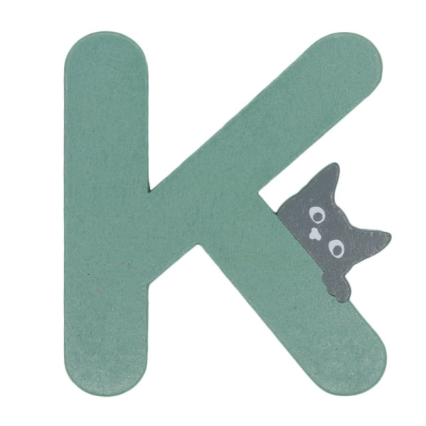 Houten Kattenletter "K" Groen