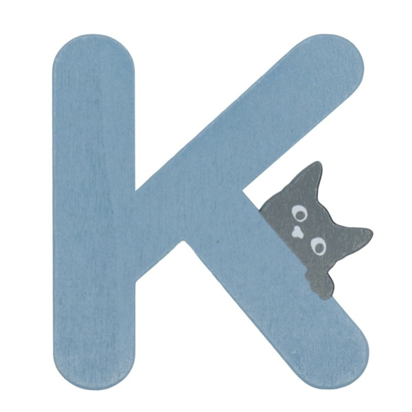 Houten Kattenletter "K" Blauw