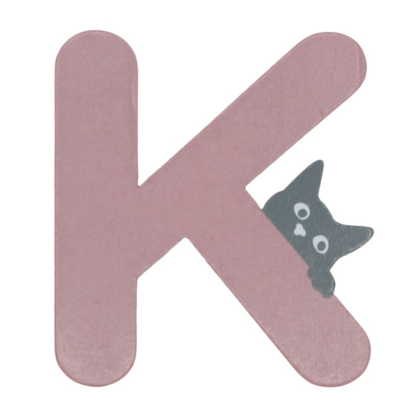 Houten Kattenletter "K" Roze