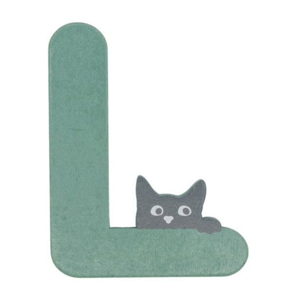 Houten Kattenletter "L" Groen