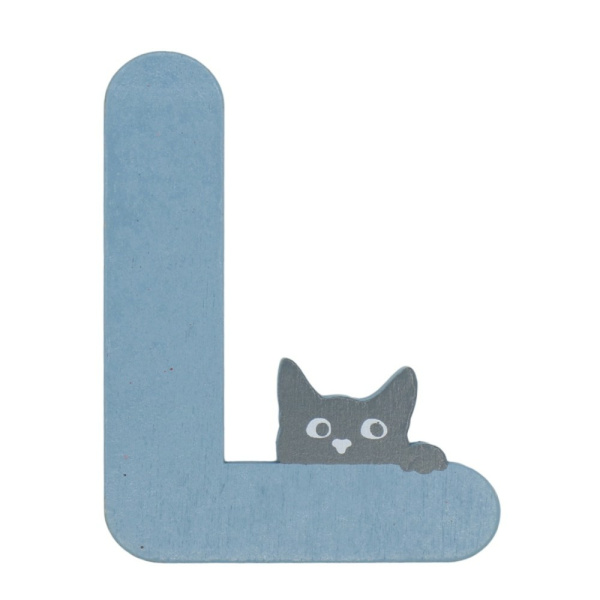 Houten Kattenletter "L" Blauw