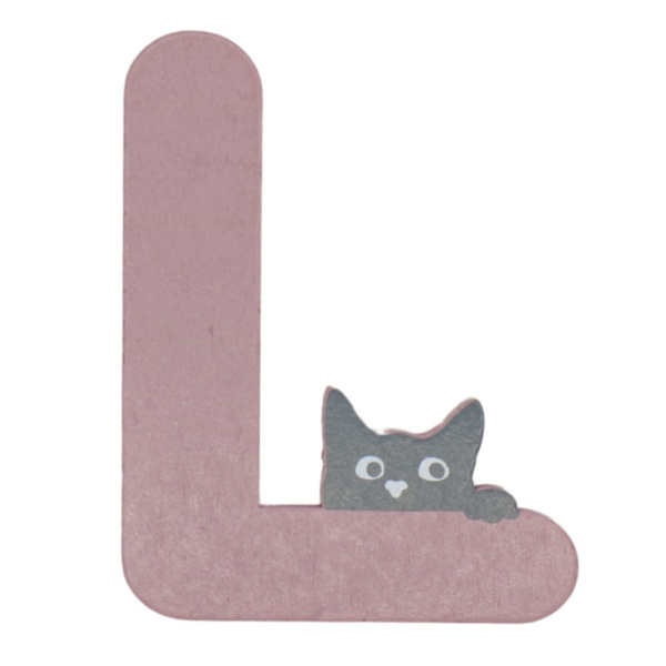 Houten Kattenletter "L" Roze