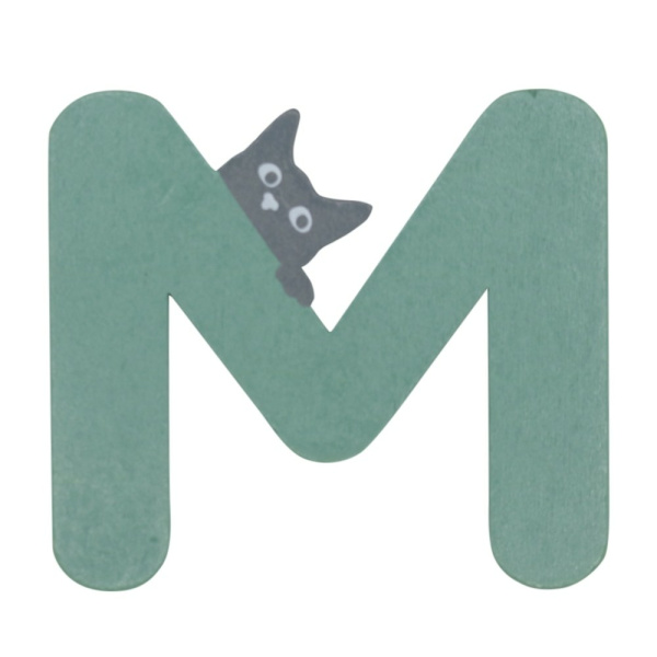 Houten Kattenletter "M" Groen