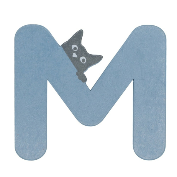 Houten Kattenletter "M" Blauw