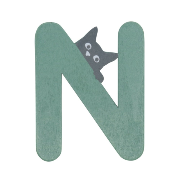Houten Kattenletter "N" Groen