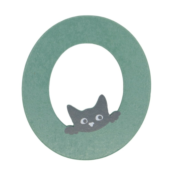 Houten Kattenletter "O" Groen