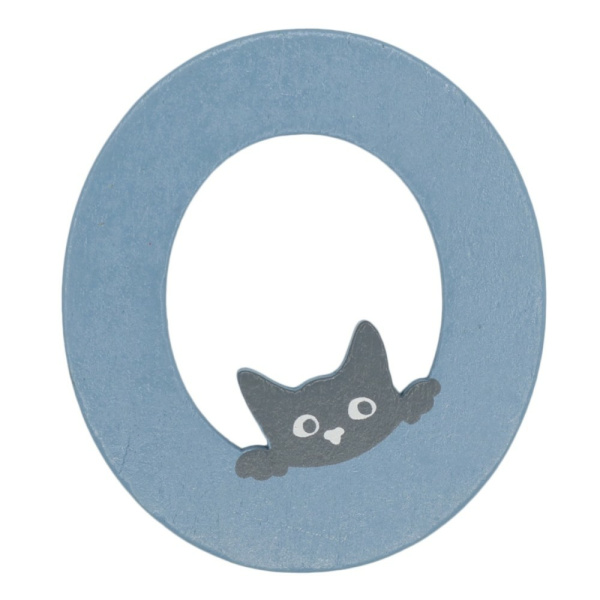 Houten Kattenletter "O" Blauw