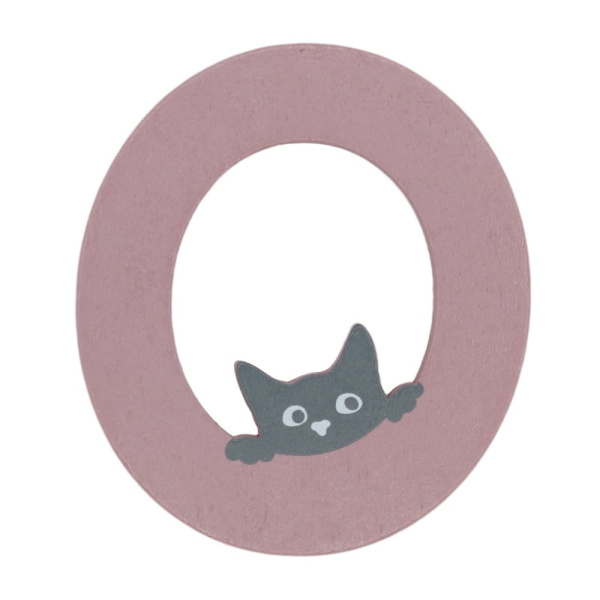 Houten Kattenletter "O" Roze
