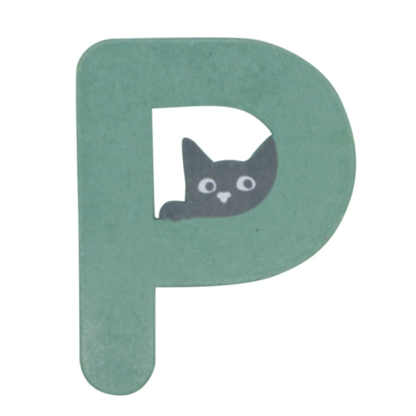 Houten Kattenletter "P" Groen
