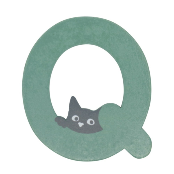 Houten Kattenletter "Q" Groen