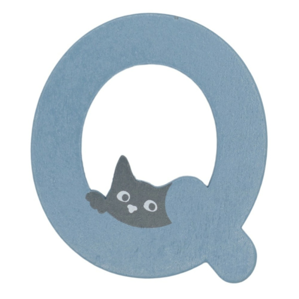 Houten Kattenletter "Q" Blauw