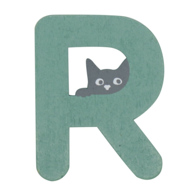 Houten Kattenletter "R" Groen