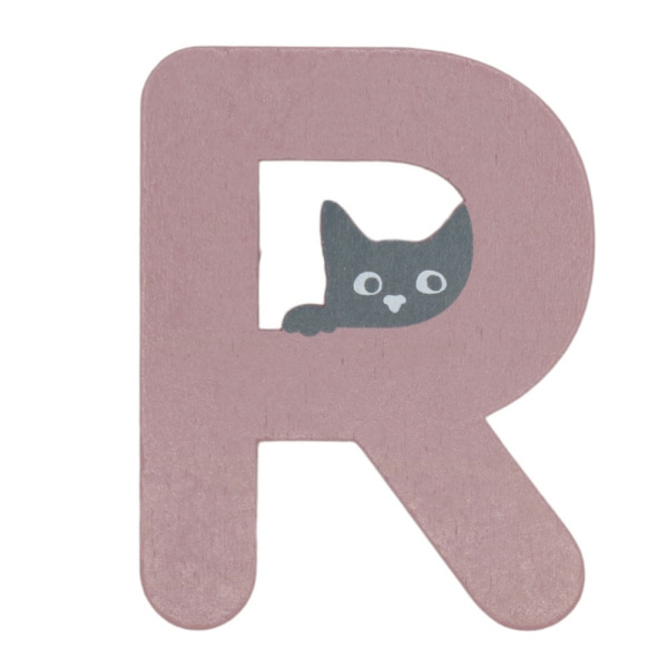 Houten Kattenletter "R" Roze