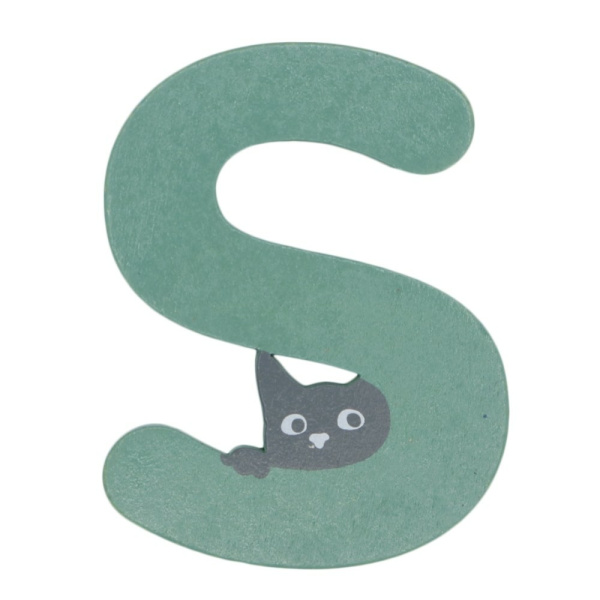 Houten Kattenletter "S" Groen