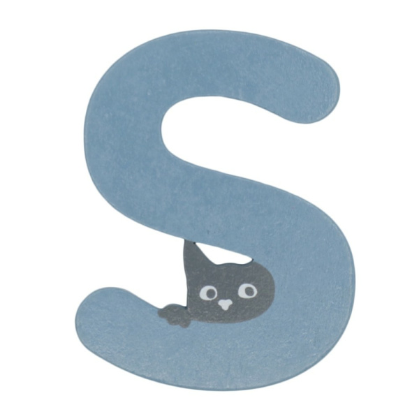 Houten Kattenletter "S" Blauw