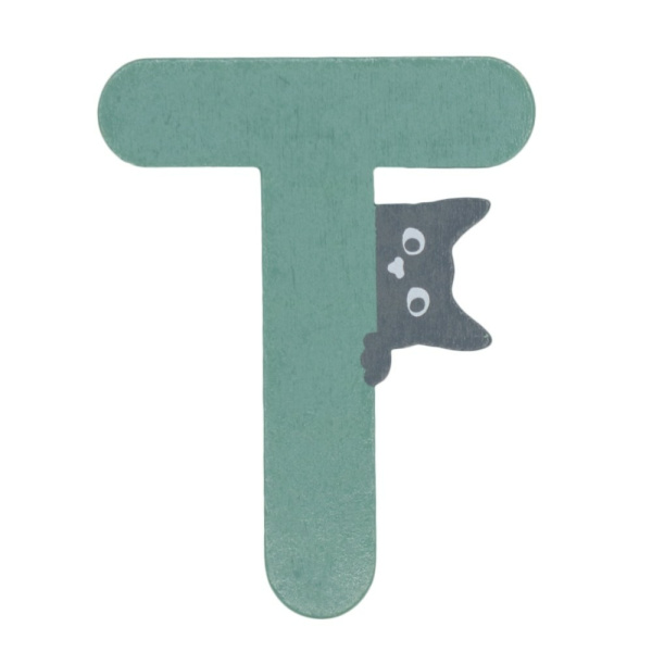 Houten Kattenletter "T" Groen