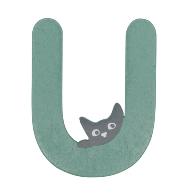Houten Kattenletter "U" Groen