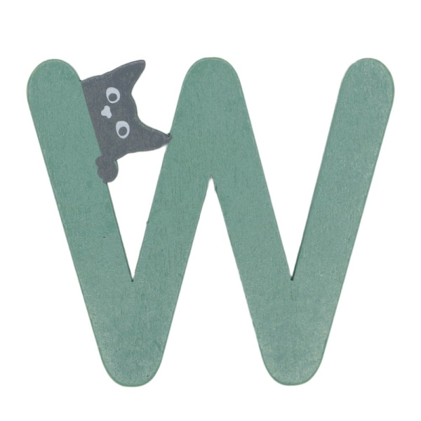 Houten Kattenletter "W" Groen