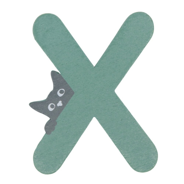 Houten Kattenletter "X" Groen