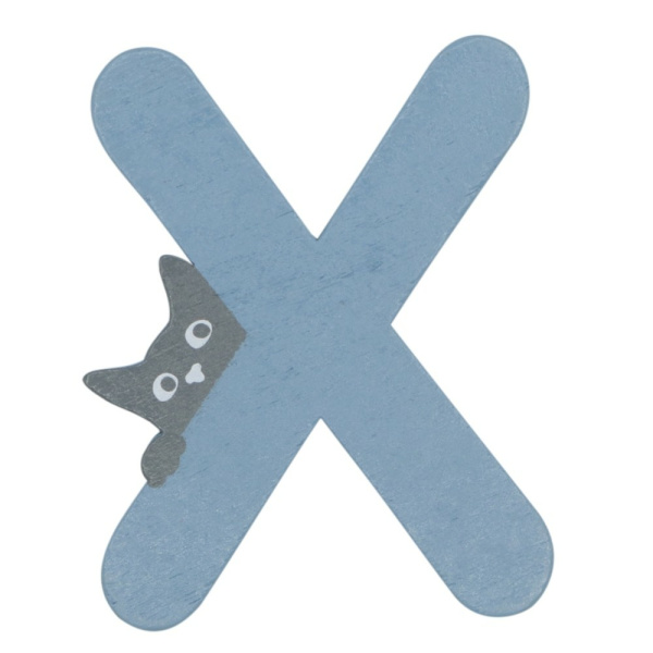 Houten Kattenletter "X" Blauw