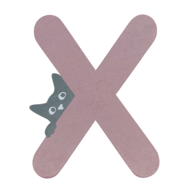Houten Kattenletter "X" Roze