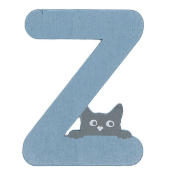 Houten Kattenletter "Z" Blauw