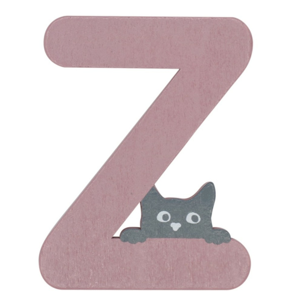 Houten Kattenletter "Z" Roze