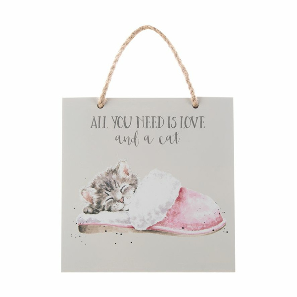 Wrendale Houten Bordje Kat "The Snuggle is Real"