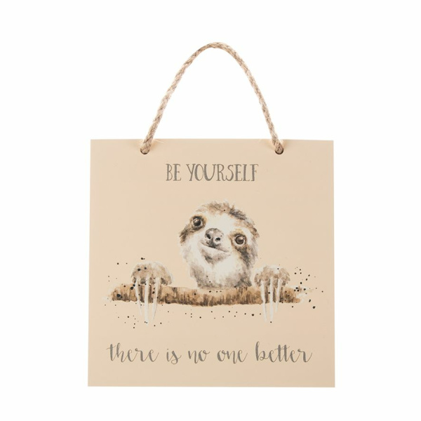 Wrendale Houten Bordje Luiaard "Be Yourself"