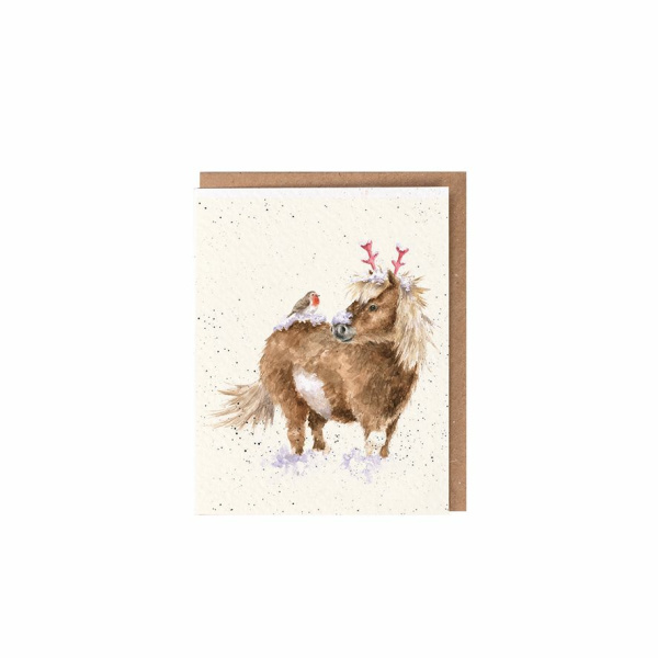 Wrendale Kerst Mini Card "One Horse Open Sleigh"