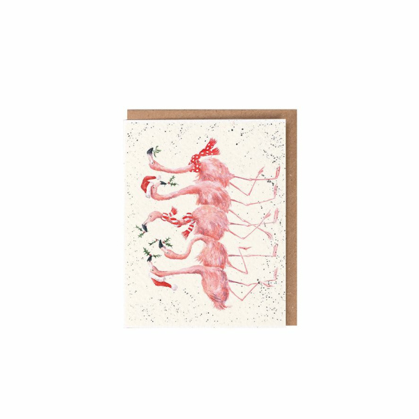 Wrendale Kerst Mini Card "Flamingle Bells"