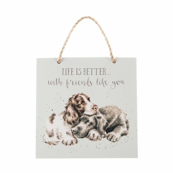 Wrendale Houten Bordje Hond "Life is Better with Friends Like You"