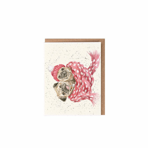 Wrendale Kerst Mini Card "Snug As A Pug"