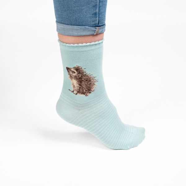 Wrendale Bamboe Sokken Mint "Hedgehugs"