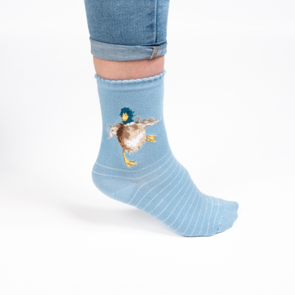 Wrendale Bamboe Sokken Blue "A Waddle and a Quack"