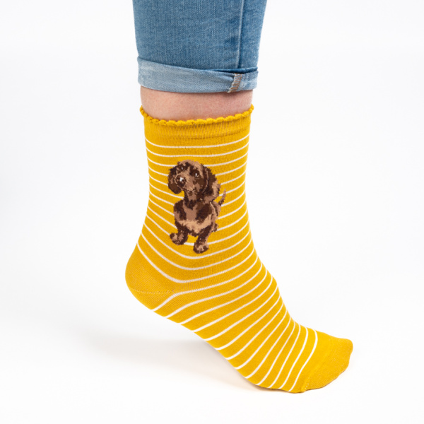 Wrendale Bamboe Sokken Mustard "Little One"