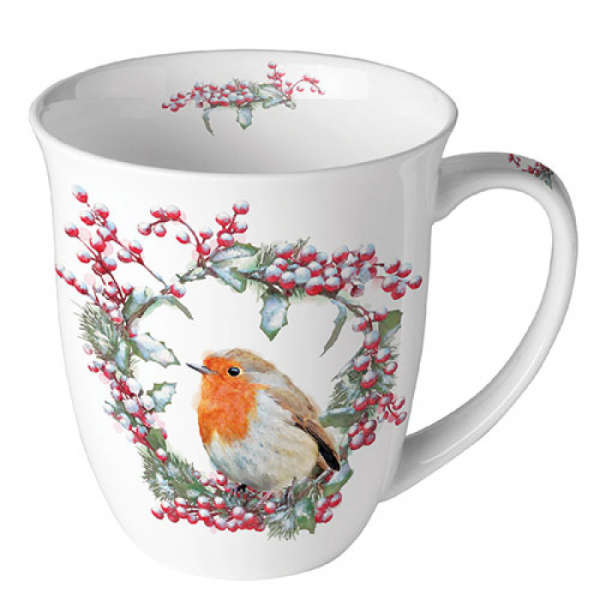 Ambiente mok 400ml - Robin in Wreath